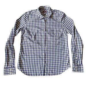 UNTUCKIT Women's Button Down Shirt Blue White Gingham Long Sleeve Corpcore
